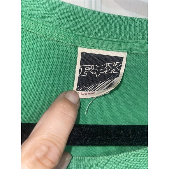 Fox Short Shirt Mens Extra Large Vintage Green Riders Co 100% Cotton - Picture 5 of 6
